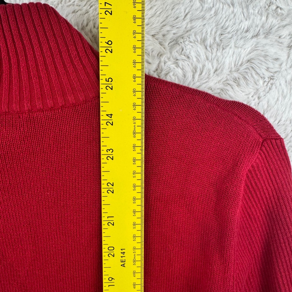 Vintage Lauren Ralph Lauren Full Zip Sweater Women Large Red Embroidered Logo - Picture 8 of 11